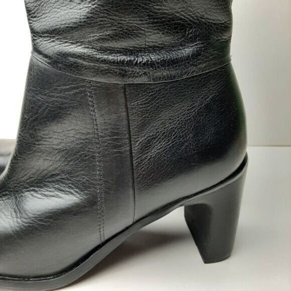 HUSH PUPPIES Waterproof Genuine Leather Square Toe Ankle Bootie Black Sz 5.5 M - Picture 8 of 14